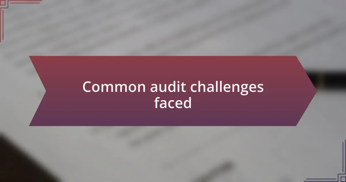 Common audit challenges faced