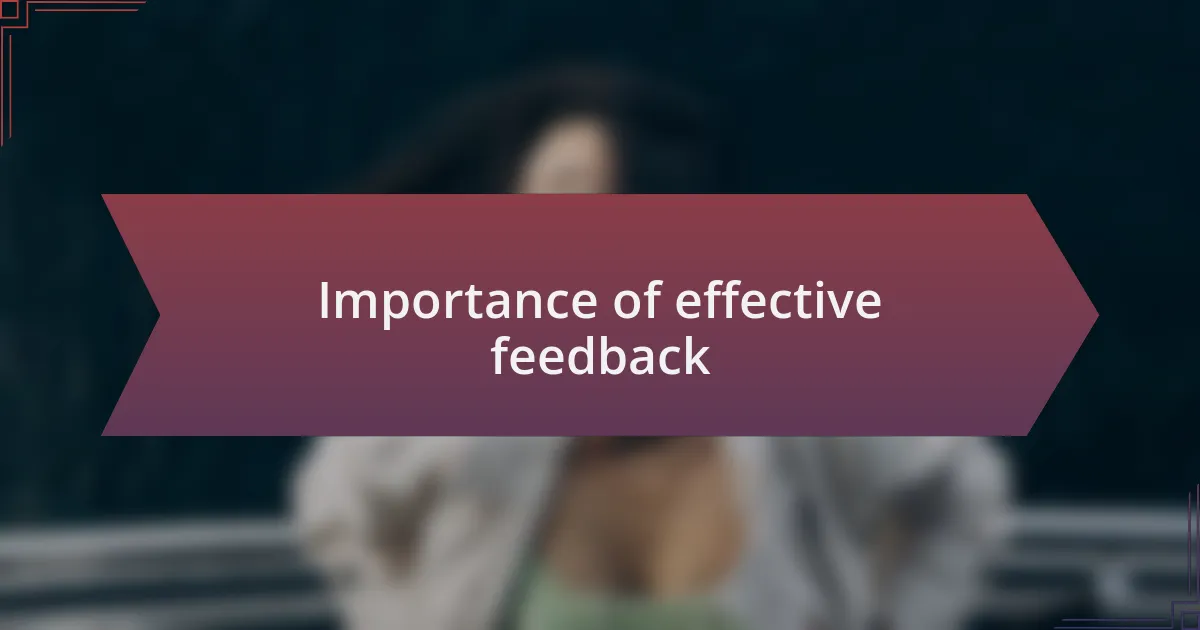 Importance of effective feedback