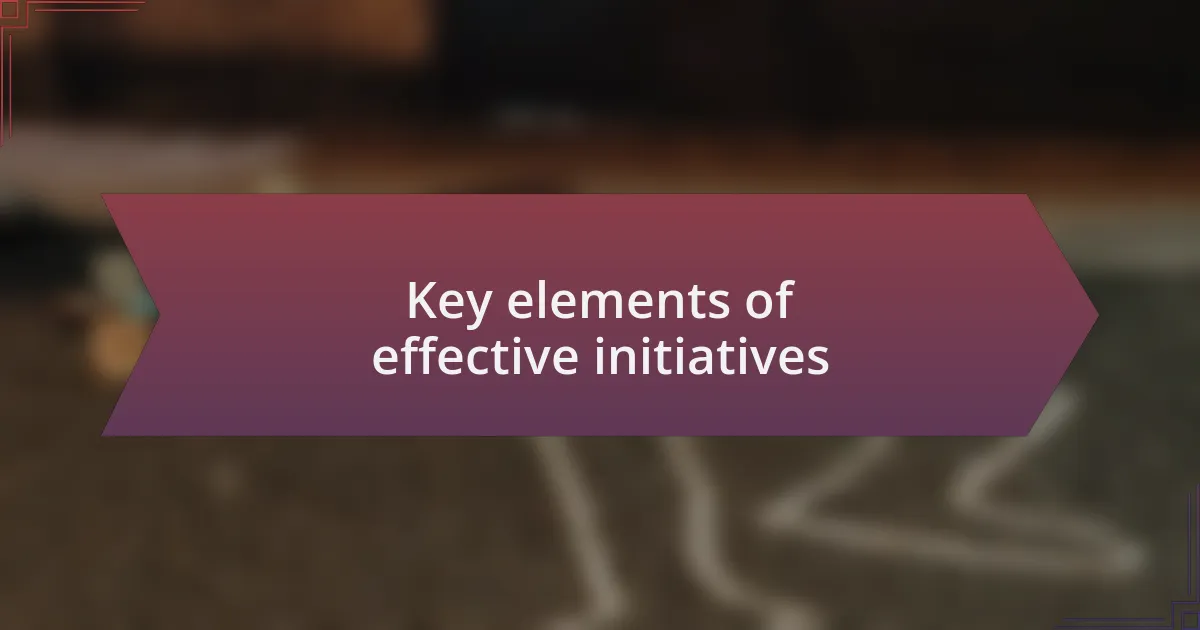 Key elements of effective initiatives