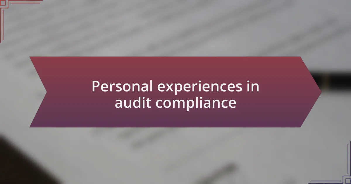 Personal experiences in audit compliance