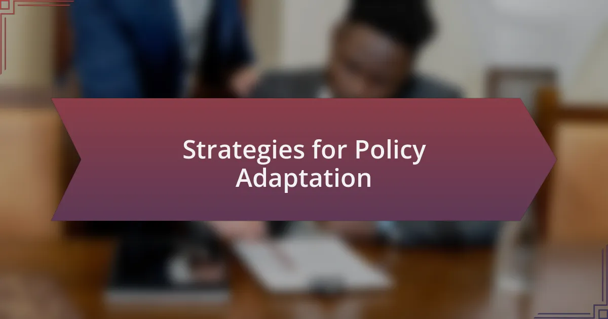 Strategies for Policy Adaptation