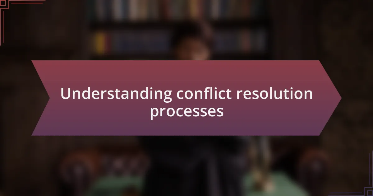 Understanding conflict resolution processes