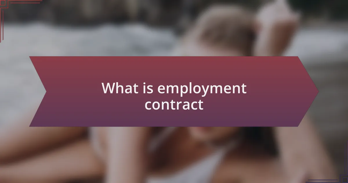 What is employment contract